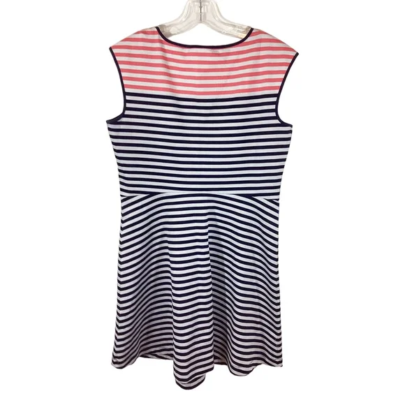 Draper James Sz L Stripe Ponte A-Line Dress in Nassau Navy - Picture 3 of 4